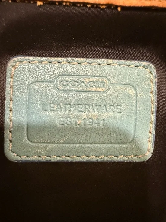 Coach 1941 Black Tote Bag with Light Blue Trim and Tan Accents - Picture 2 of 13